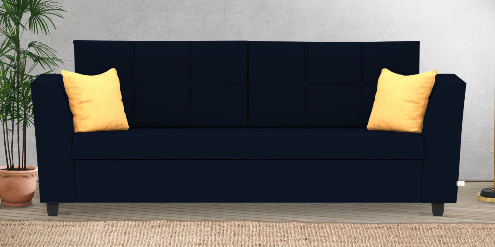 Nestin Velvet 3 Seater Sofa in Dark Blue Colour