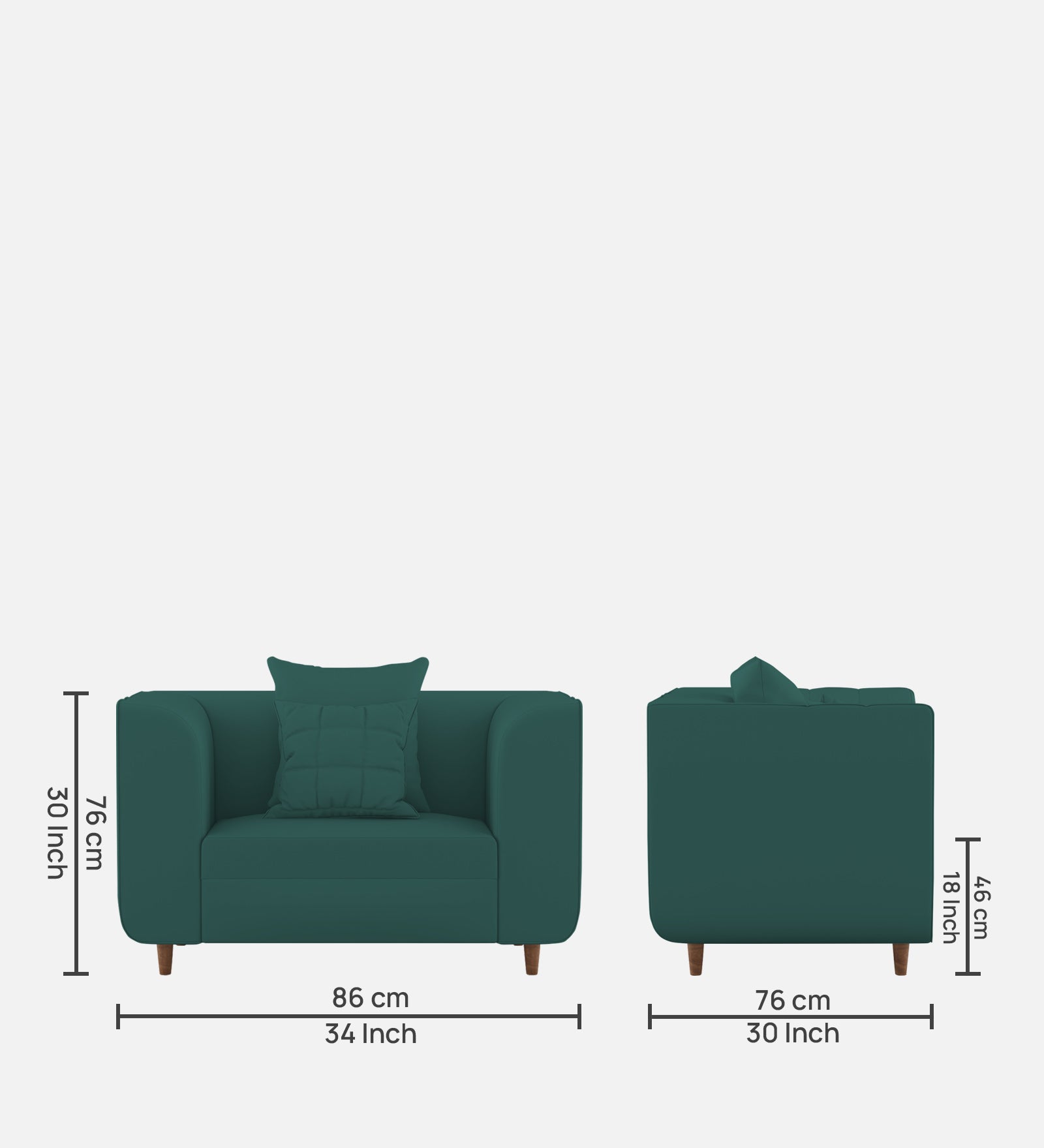 Sumo Velvet 1 Seater Sofa in Pine green Colour