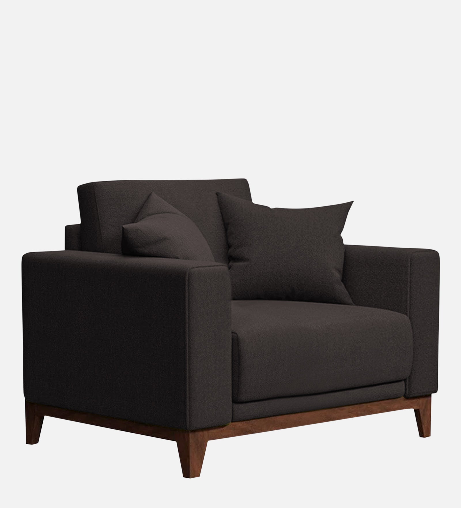 Luca Fabric 1 Seater Sofa in Dark Brown Colour