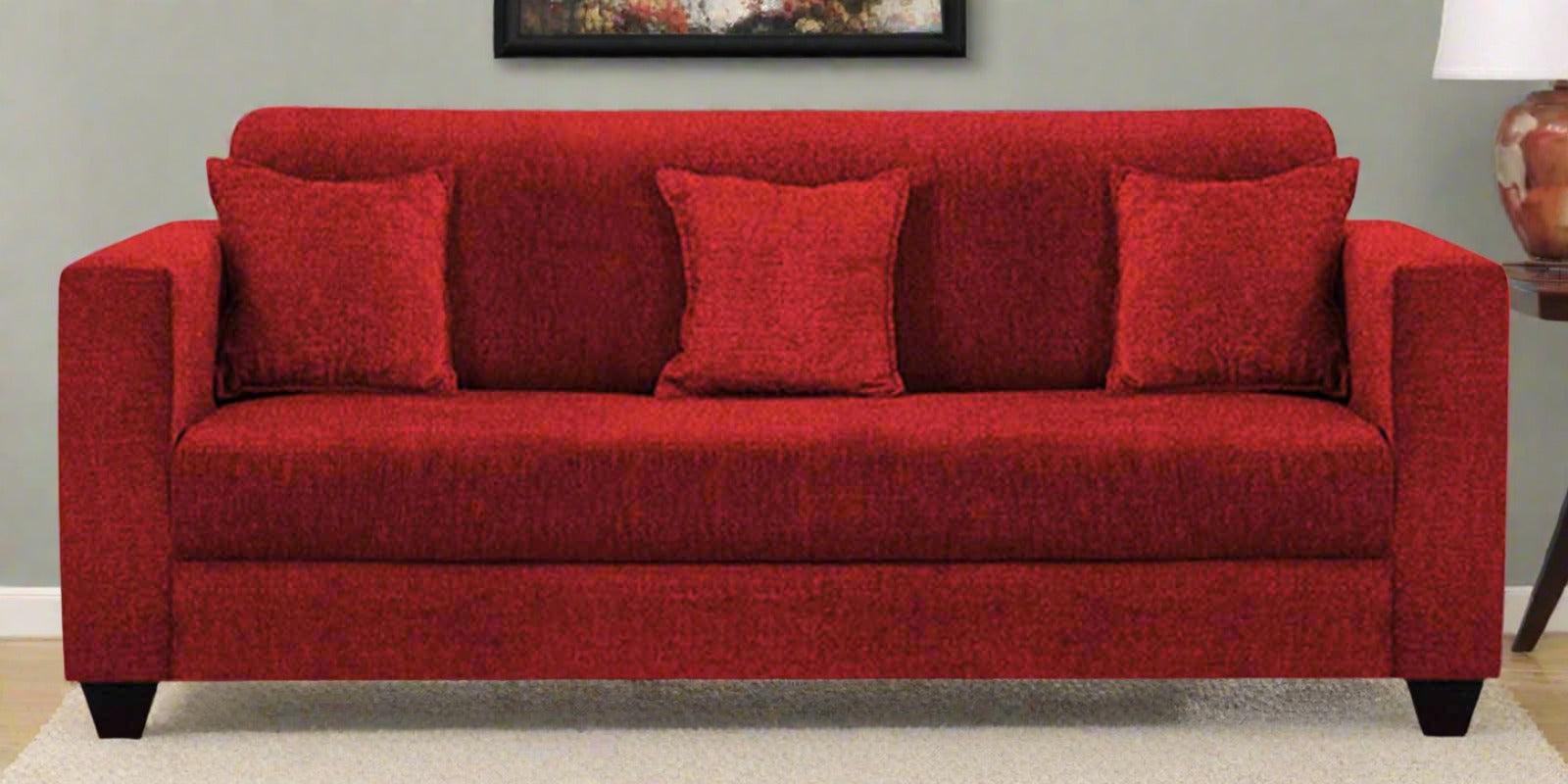 Nebula Fabric 3 Seater Sofa in Blood Maroon Colour