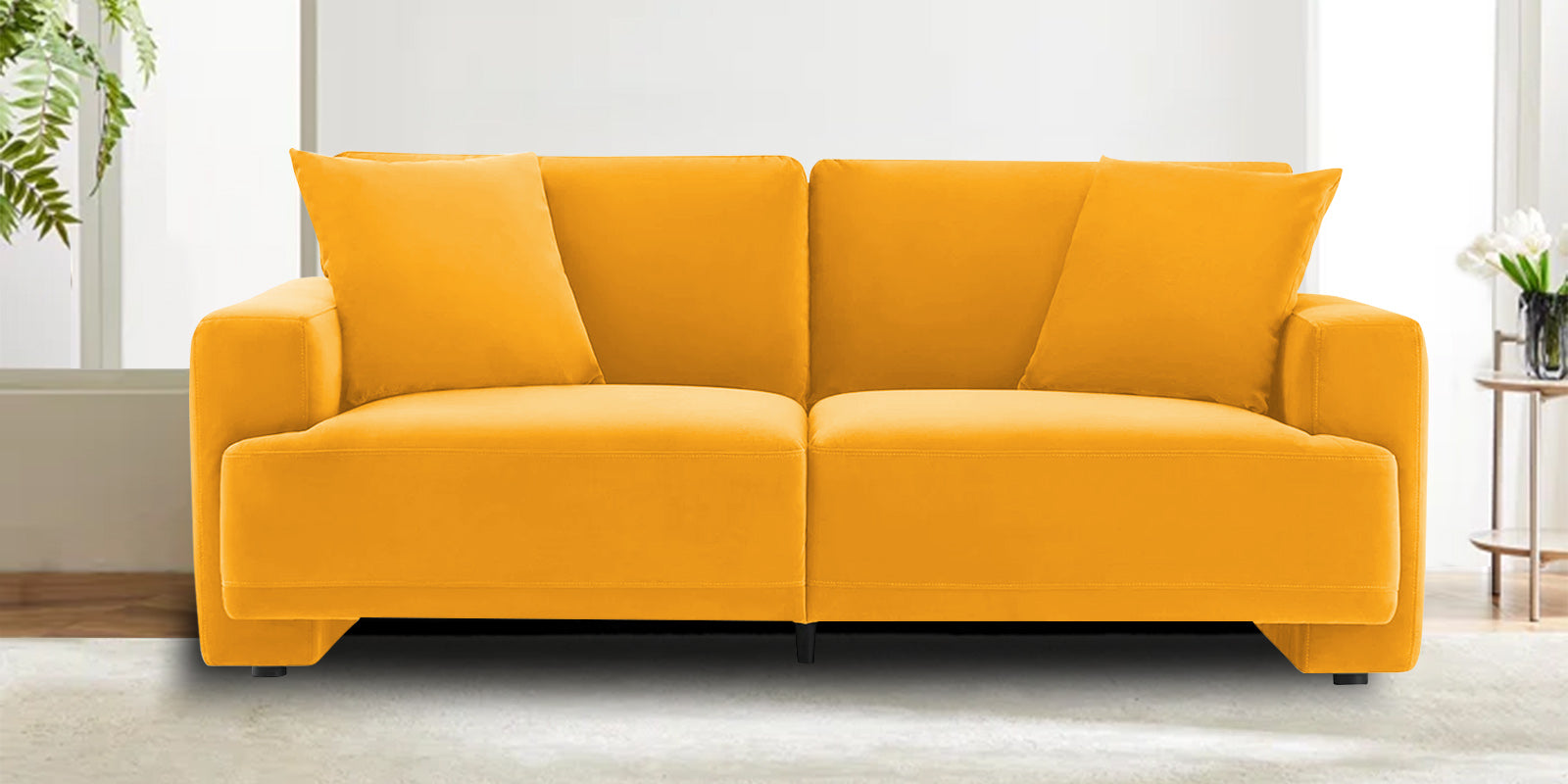 Kosta Velvet 2 Seater Sofa in Safforn Yellow Colour