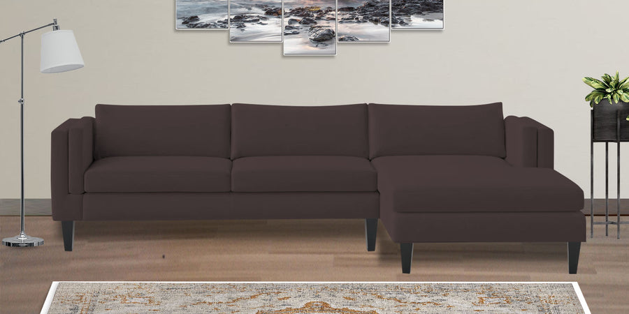 Jasper Velvet Lhs Sectional Sofa 3 Lounger In Mocha Brown Colour - Febonic Living