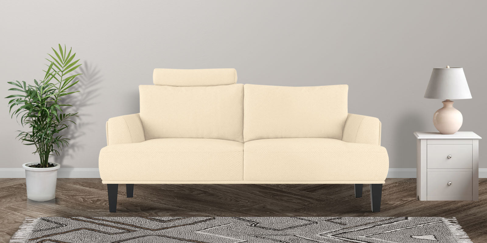 Como Fabric 2 Seater Sofa in Ivory Cream Colour