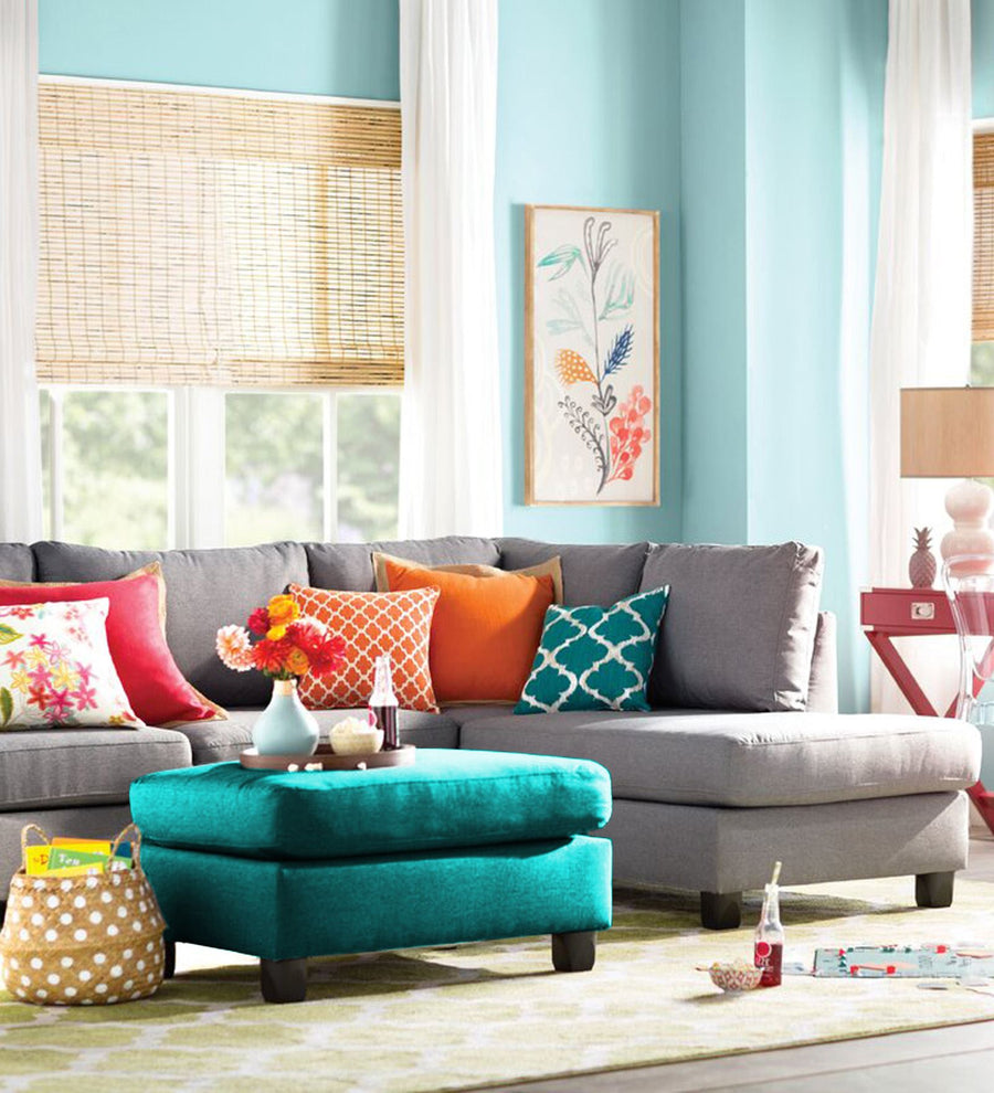 Mubila Fabric Ottoman In Sea Green Colour With Storage - Febonic Living