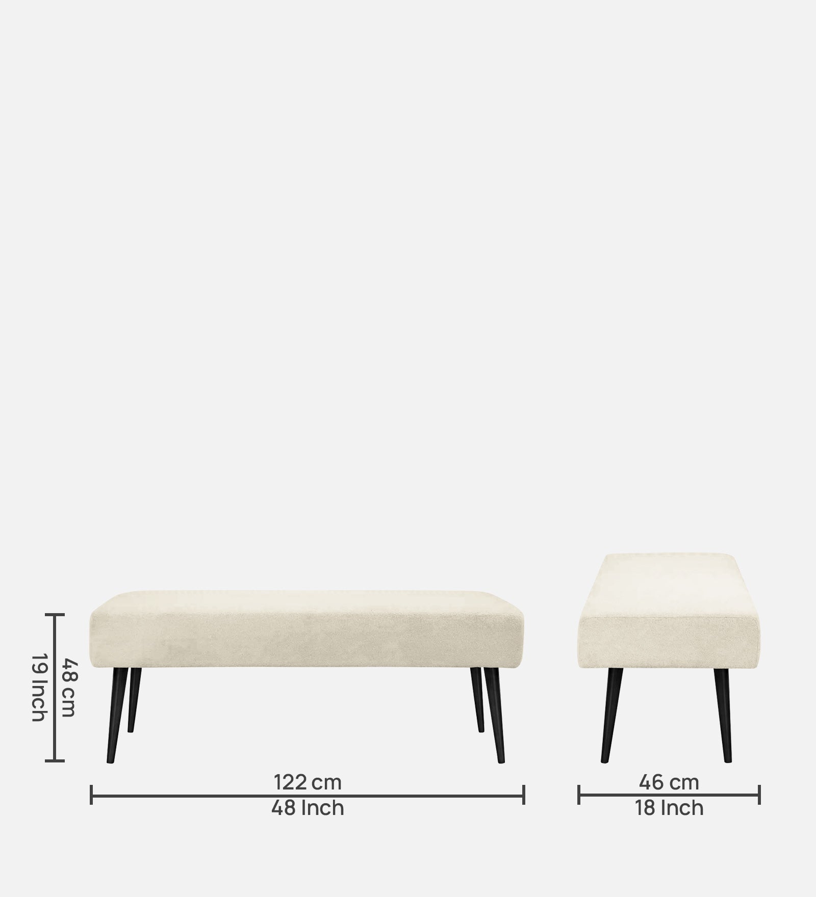 Orbit Fabric Bench In Ivory Cream Colour