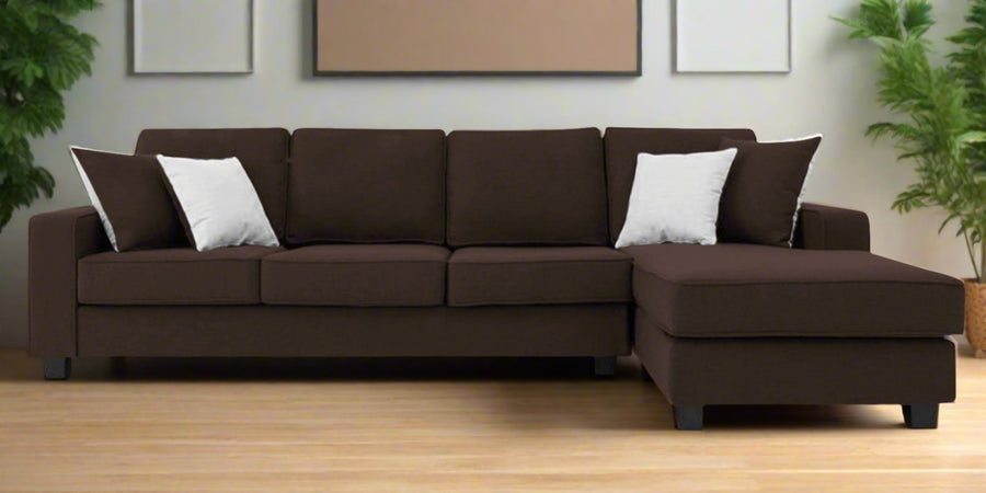 Ladybug Fabric Lhs Sectional Sofa 3 Lounger In Coffee Brown Colour - Febonic Living