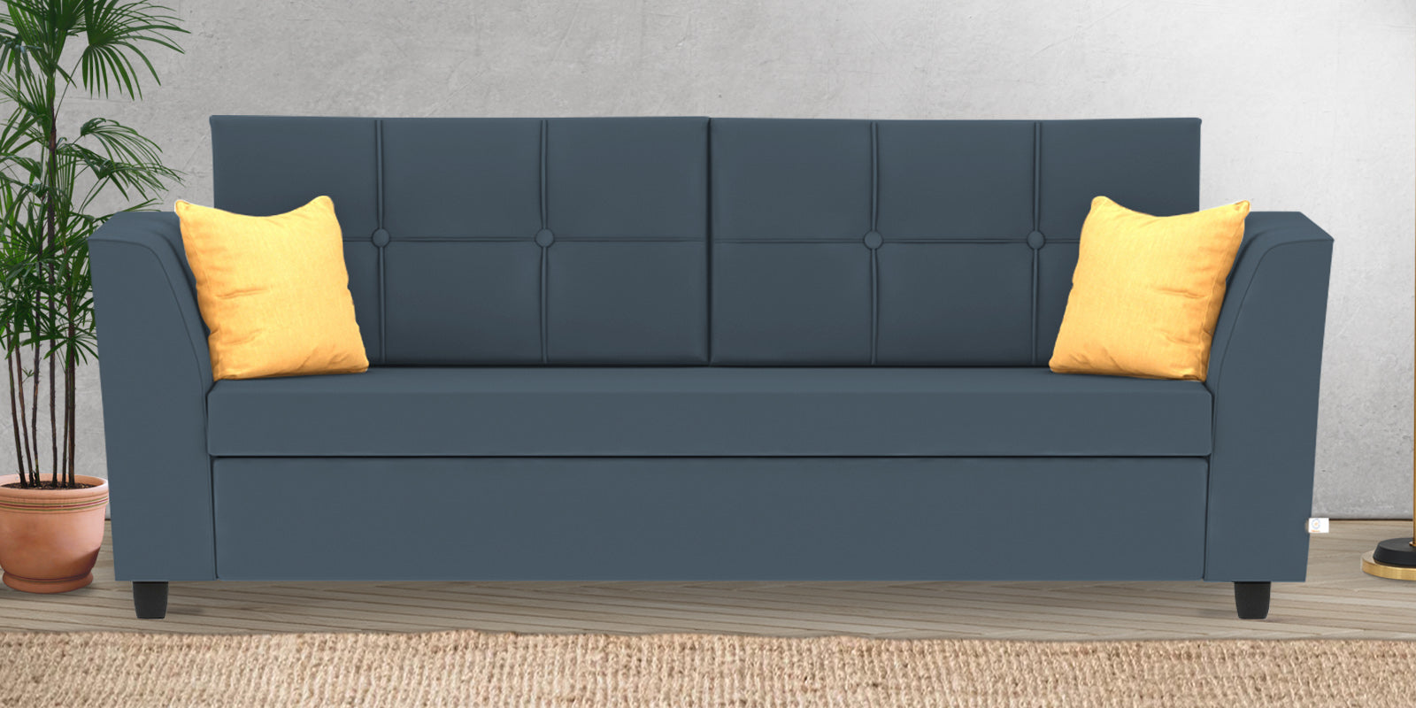 Nestin Velvet 3 Seater Sofa in Oxford Blue Colour