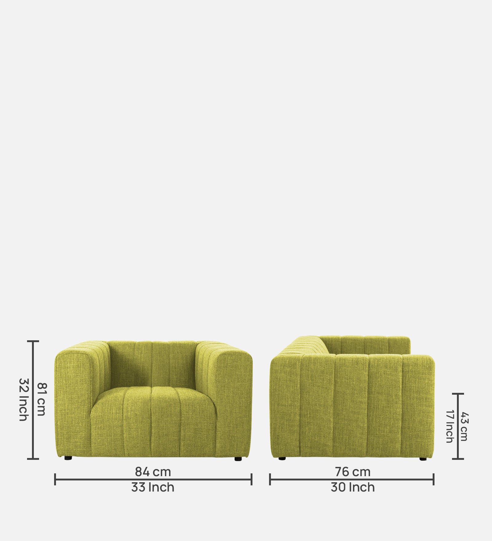 Lara Fabric 1 Seater Sofa in Parrot Green Colour