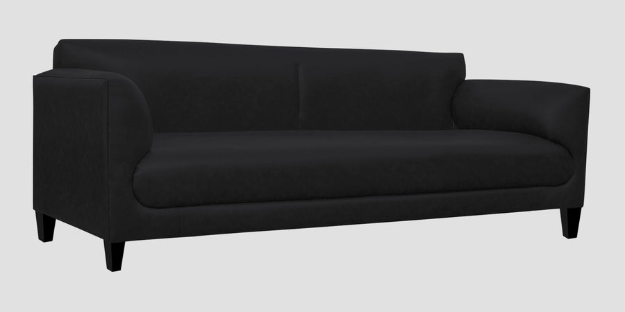 Convi Leatherette 3 Seater Sofa In Light Black Colour - Febonic Living
