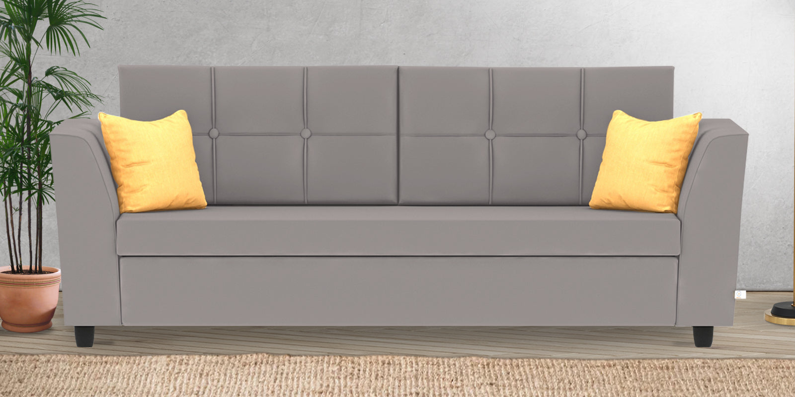 Nestin Velvet 3 Seater Sofa in Pearl Grey Colour