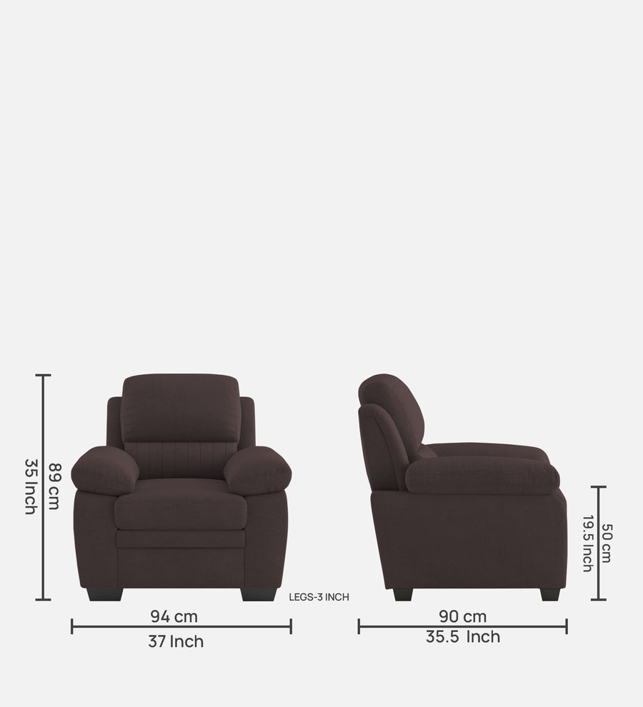 Cantaberry Velvet 1 Seater Sofa In Mocha Brown Colour - Febonic Living
