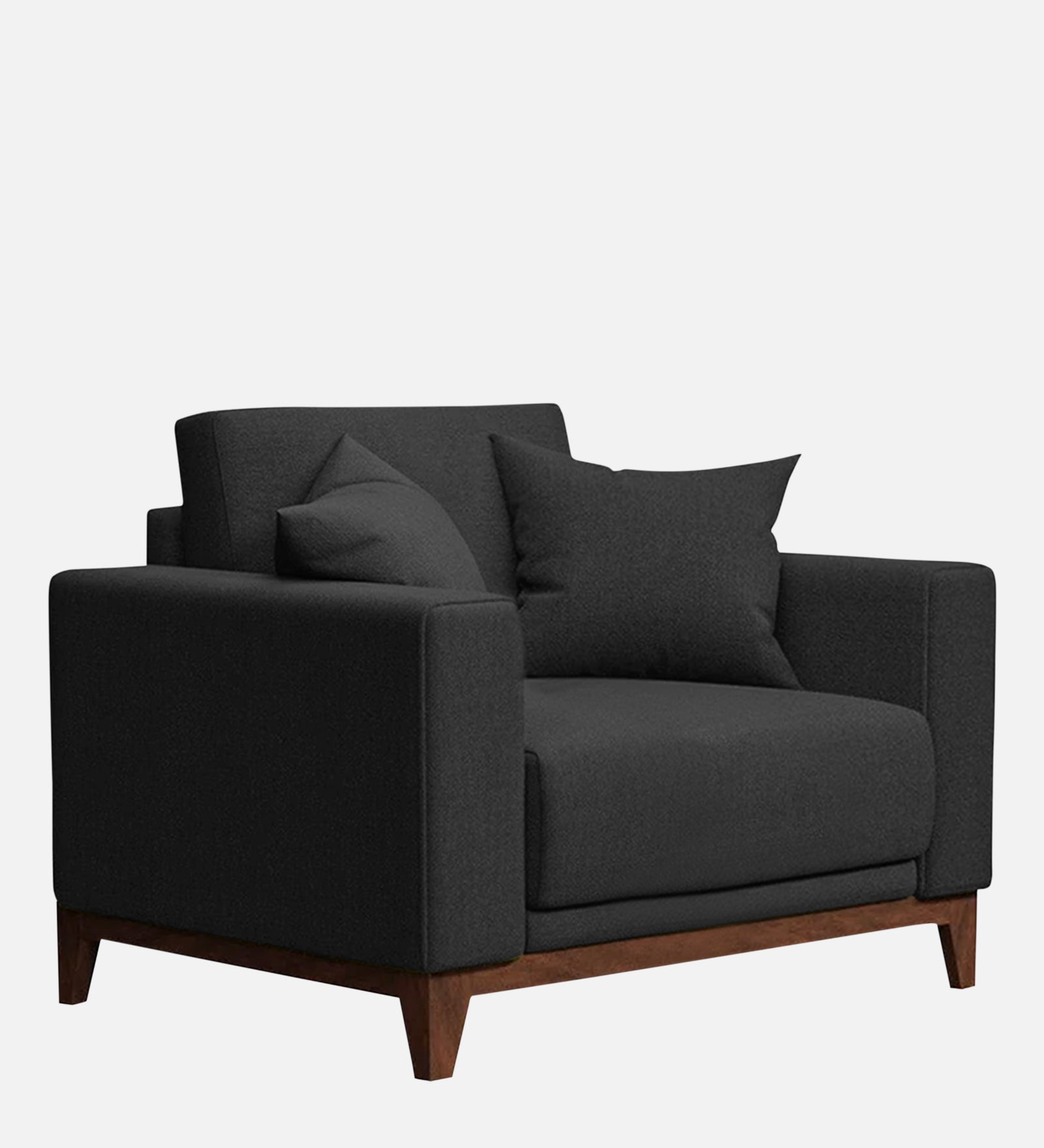 Luca Fabric 1 Seater Sofa in Bitter Black Colour