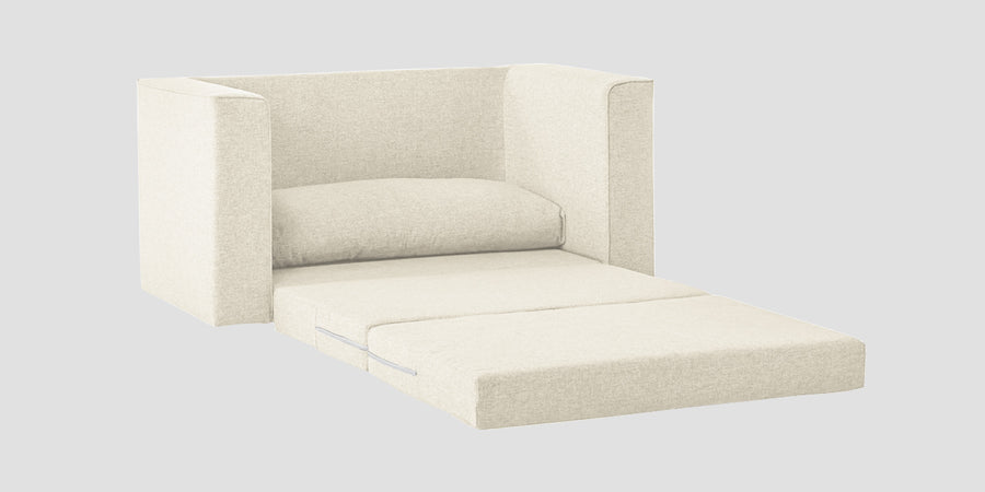 Kenia Fabric 2 Seater Foldable Sofa Cum Bed In Ivory Cream Colour - Febonic Living