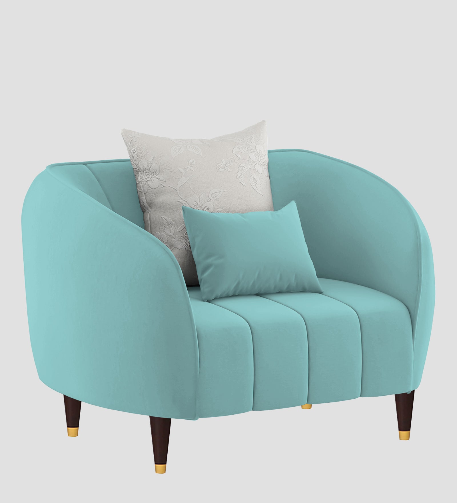 Hairo Velvet 1 Seater Sofa In  Barmunda Aqua Colour - Febonic Living