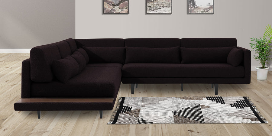 Malta Fabric 6 Seater Rhs Corner Sofa In Cara Brown Colour - Febonic Living