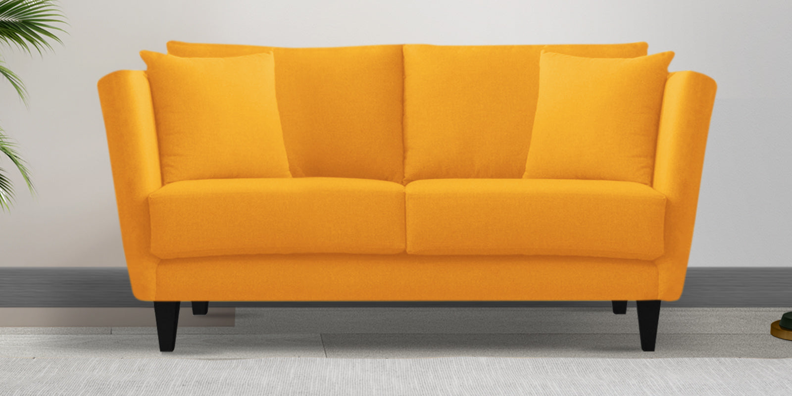 Norway Velvet 2 Seater Sofa In Safforn Yellow Colour