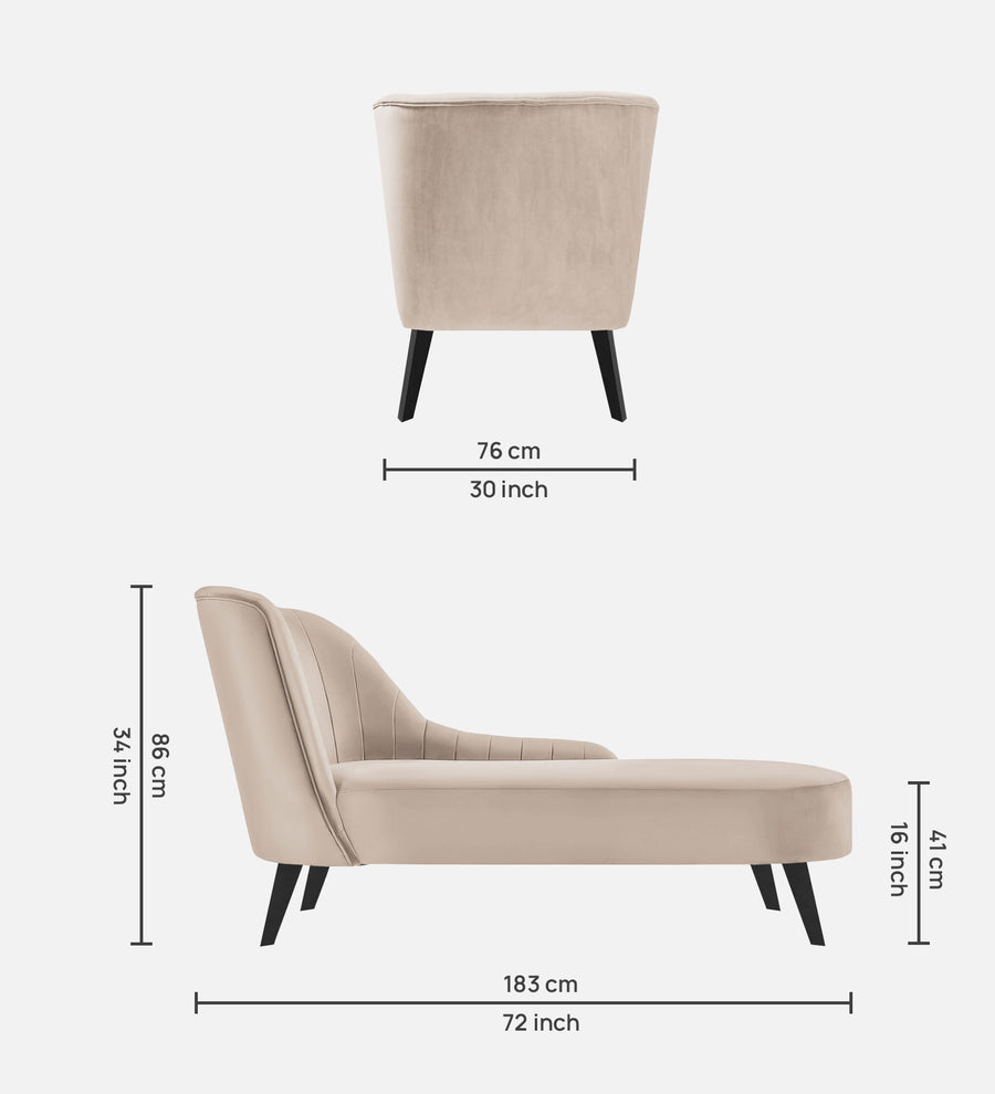 Flora Velvet Rhs Chaise Lounger In Camel Beige Colour - Febonic Living