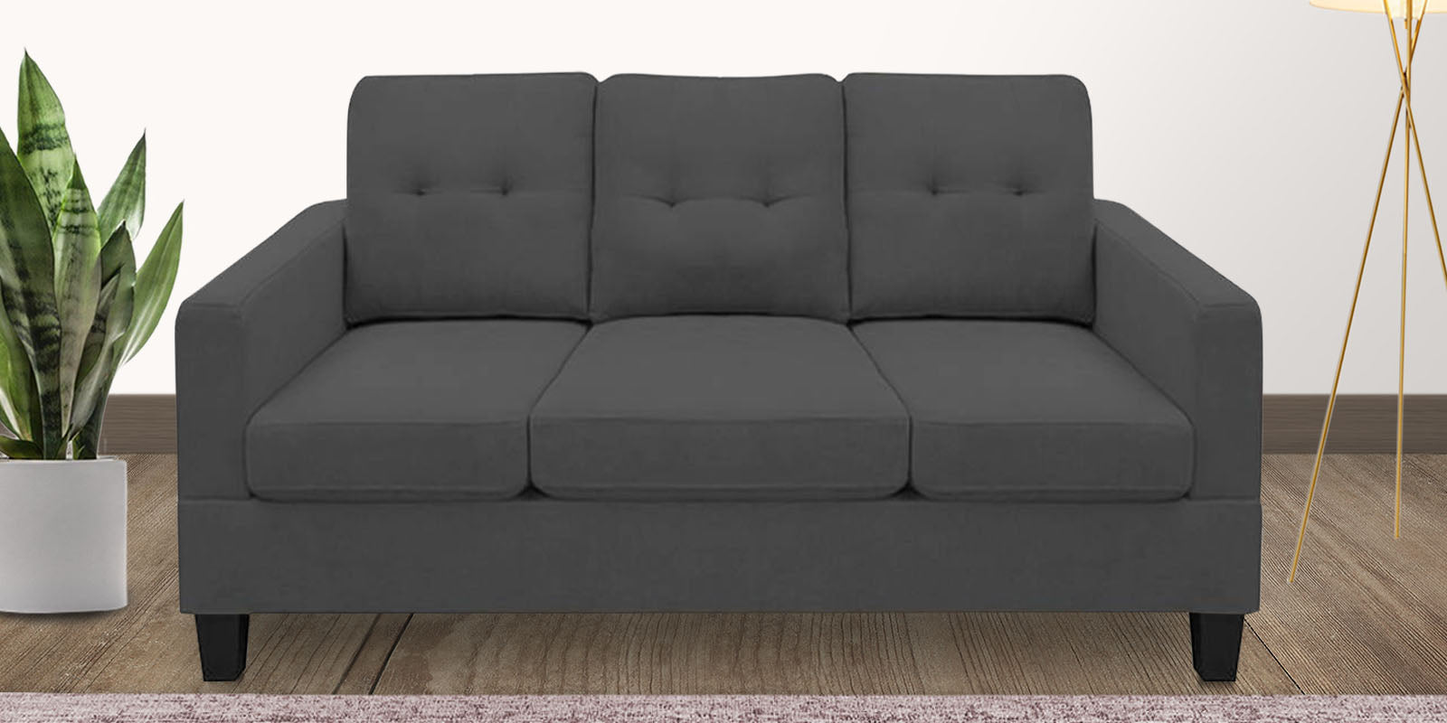 Thomas Fabric 3 Seater Sofa in Charcoal Grey Colour