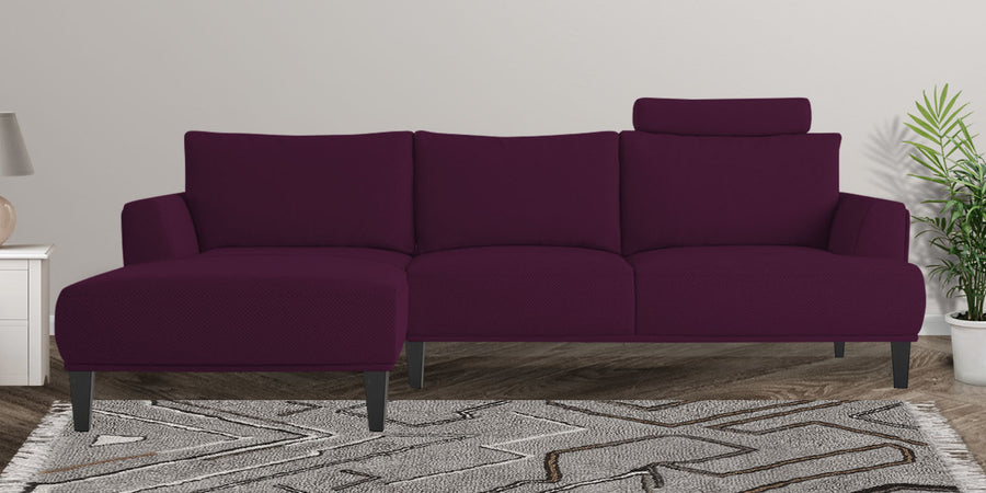 Como Fabric Rhs Sectional Sofa 3 Lounger In Greek Purple Colour - Febonic Living