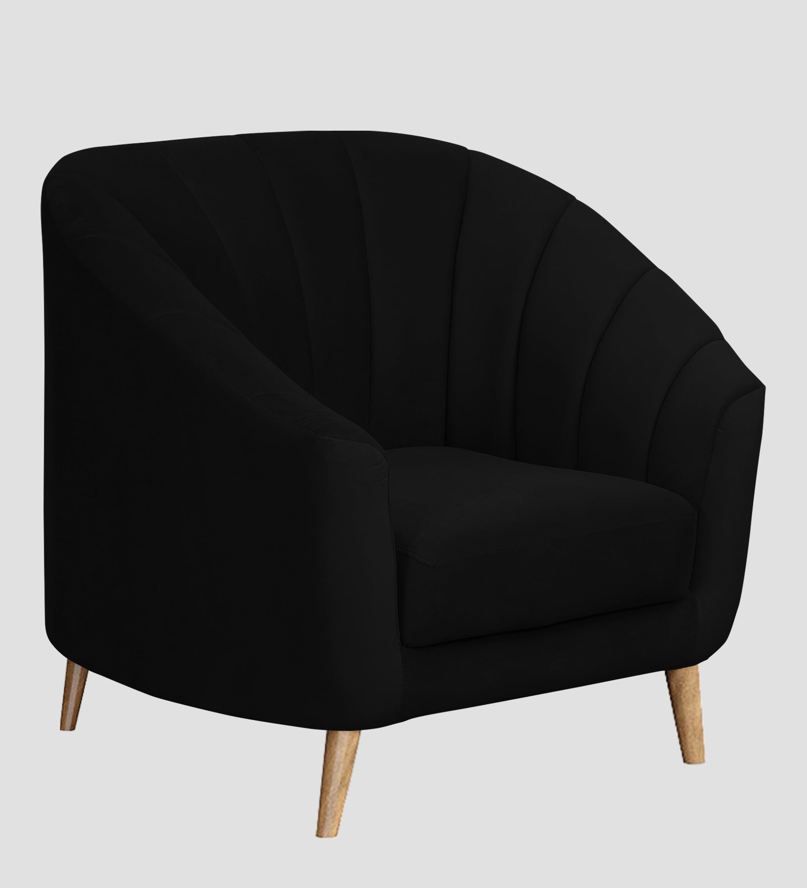 Nancy Velvet 1 Seater Sofa in Adam Black Colour