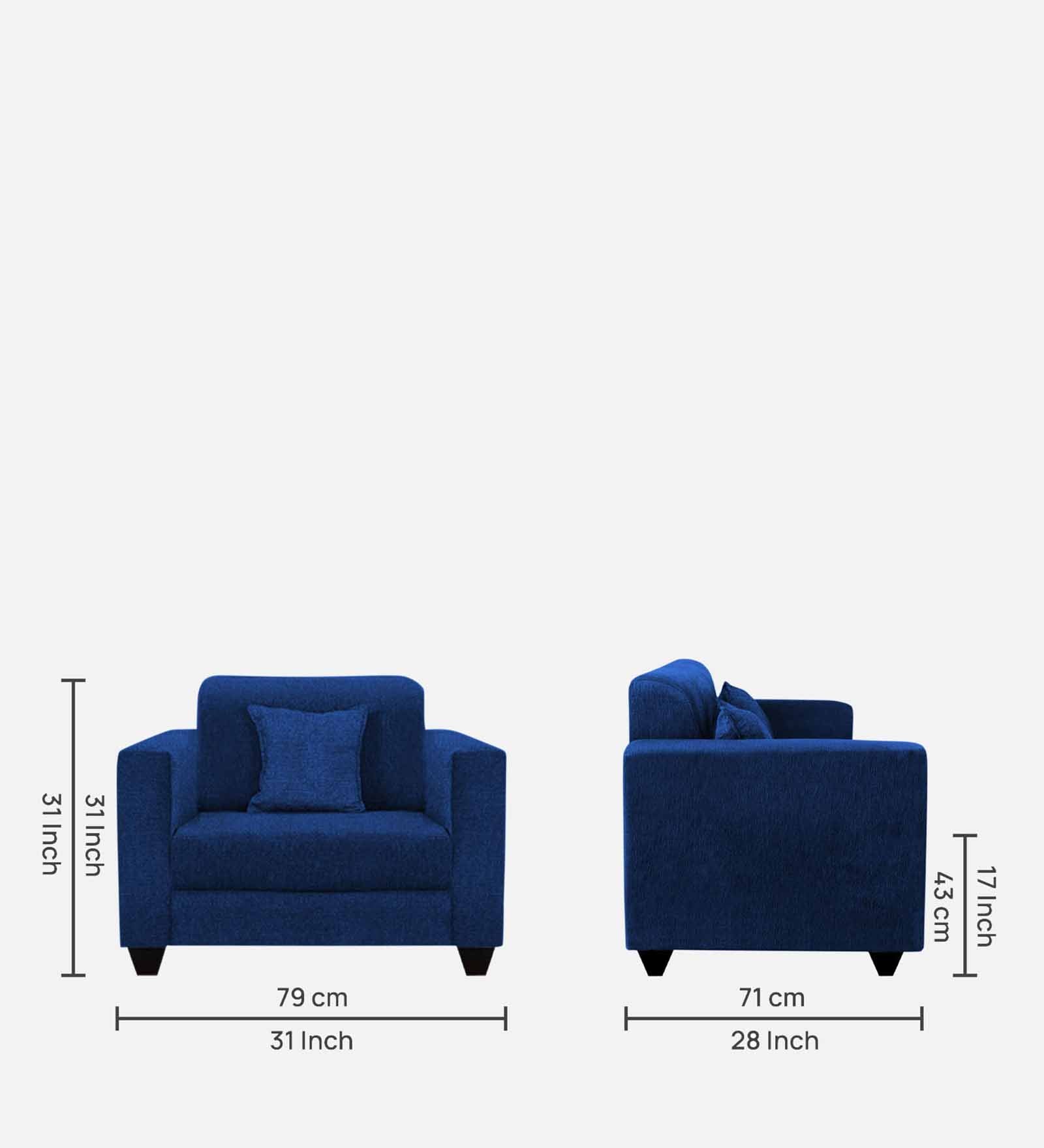Nebula Fabric 1 Seater Sofa in Royal Blue Colour
