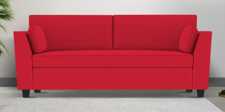 Bristo Velvet 3 Seater Sofa In Ox Blood Maroon Colour With Storage - Febonic Living