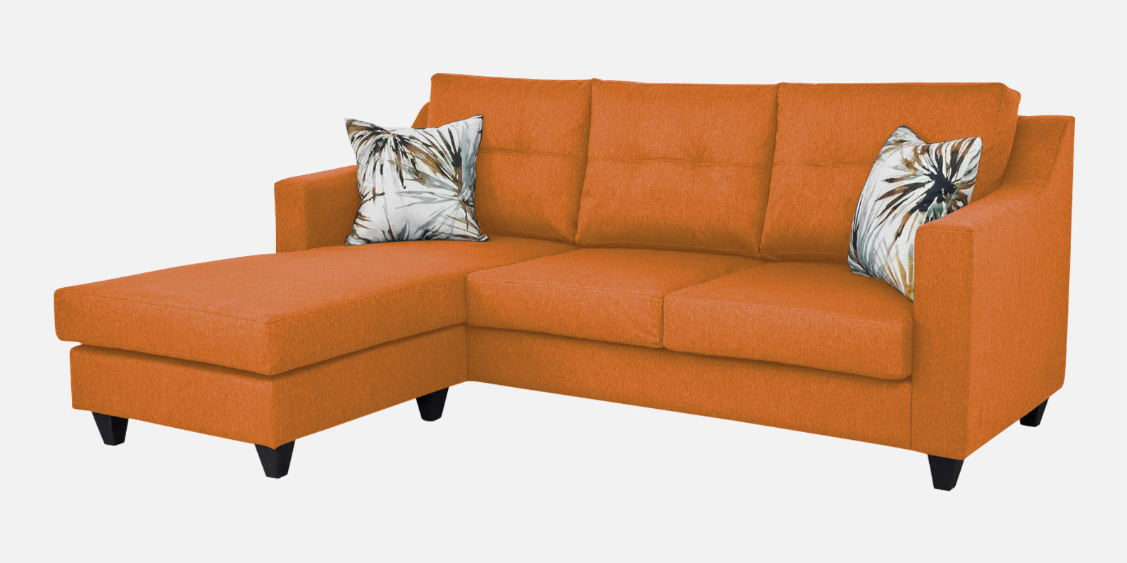 Welly Fabric RHS Sectional Sofa (2+Lounger) In Dark Orange Colour