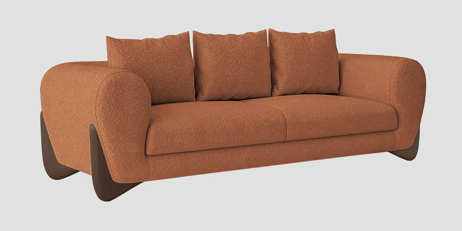 Boko Boucle 3 Seater Sofa In Light Orange Colour - Febonic Living