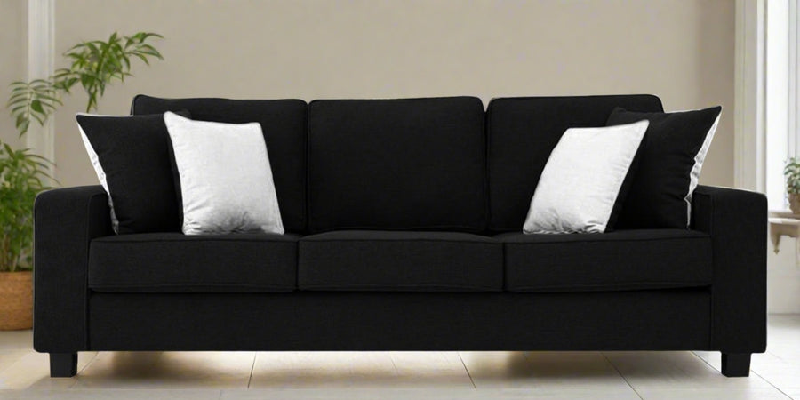 Ladybug Fabric 3 Seater Sofa In Zed Black Colour - Febonic Living