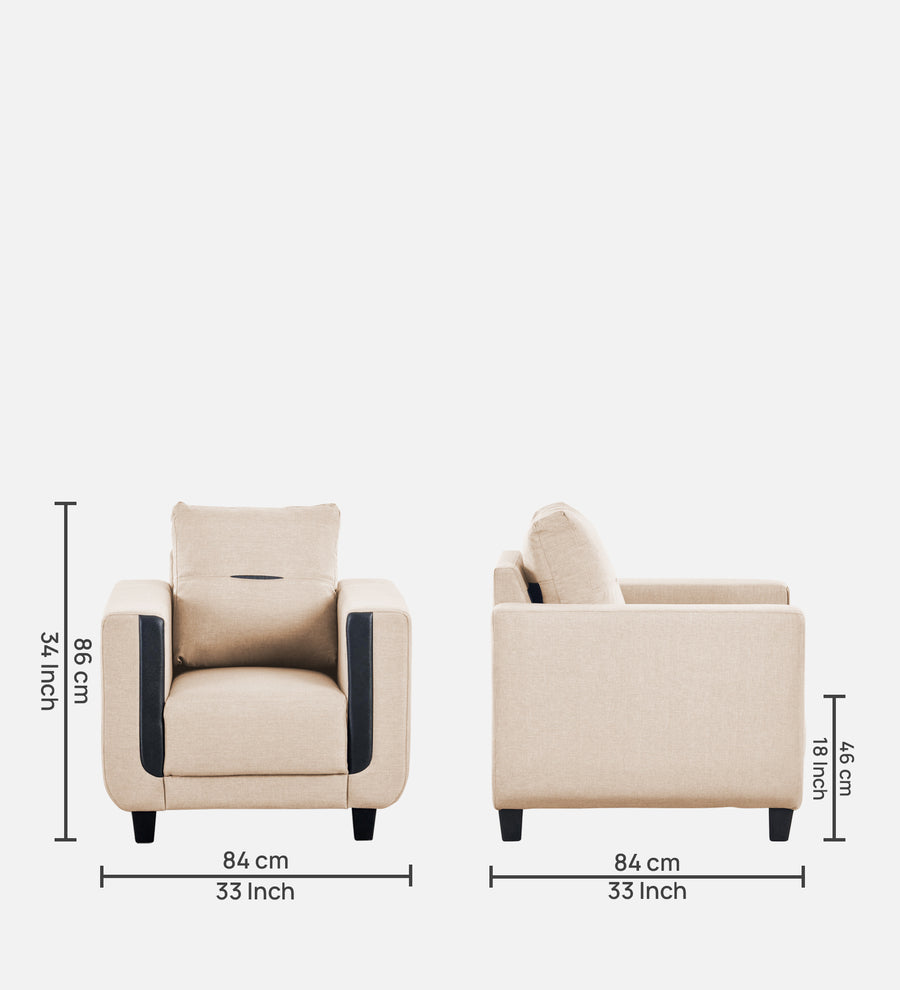 Perry Fabric 1 Seater Sofa In Woom Beige Colour - Febonic Living