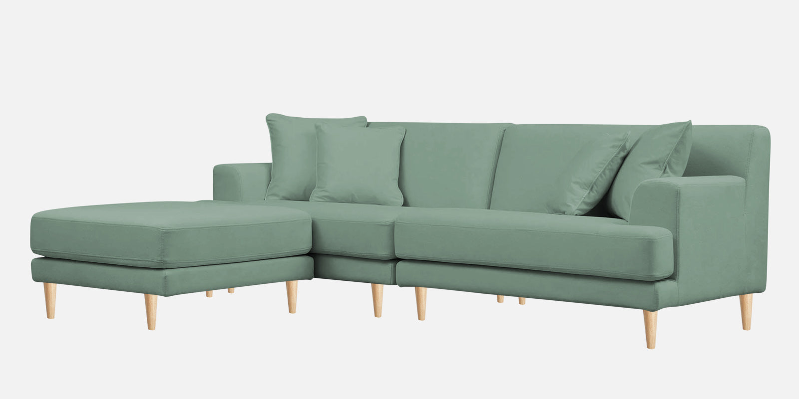 Woody Fabric RHS Sectional Sofa (3+Lounger) in Mist Blue Colour