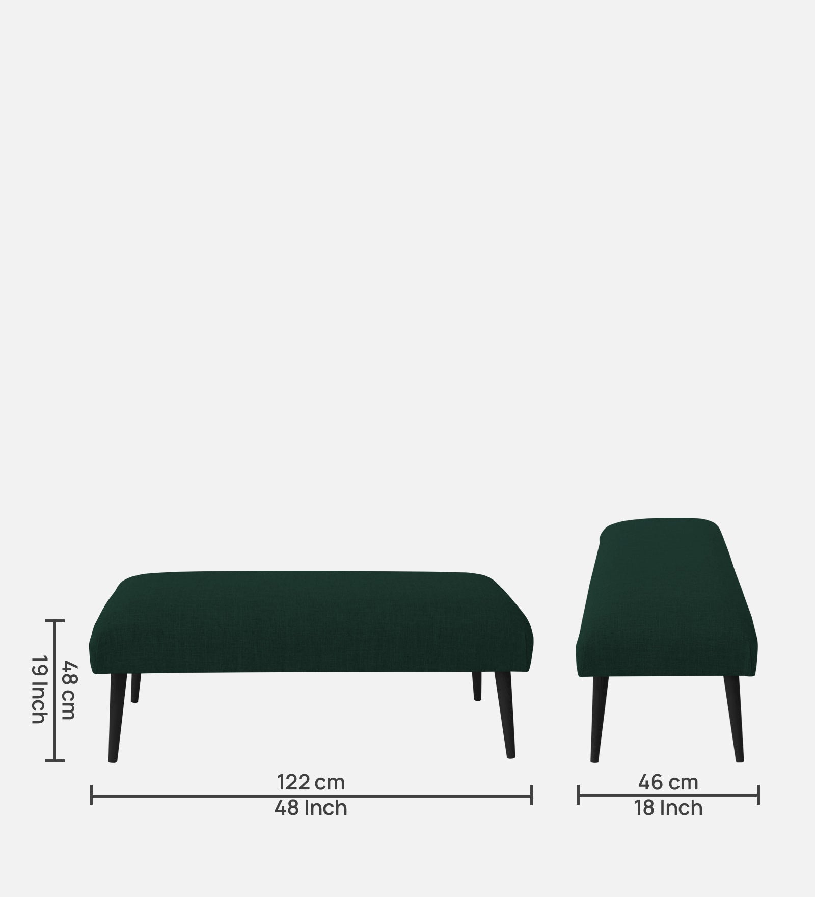 Adon Velvet Bench In Forest Green Colour