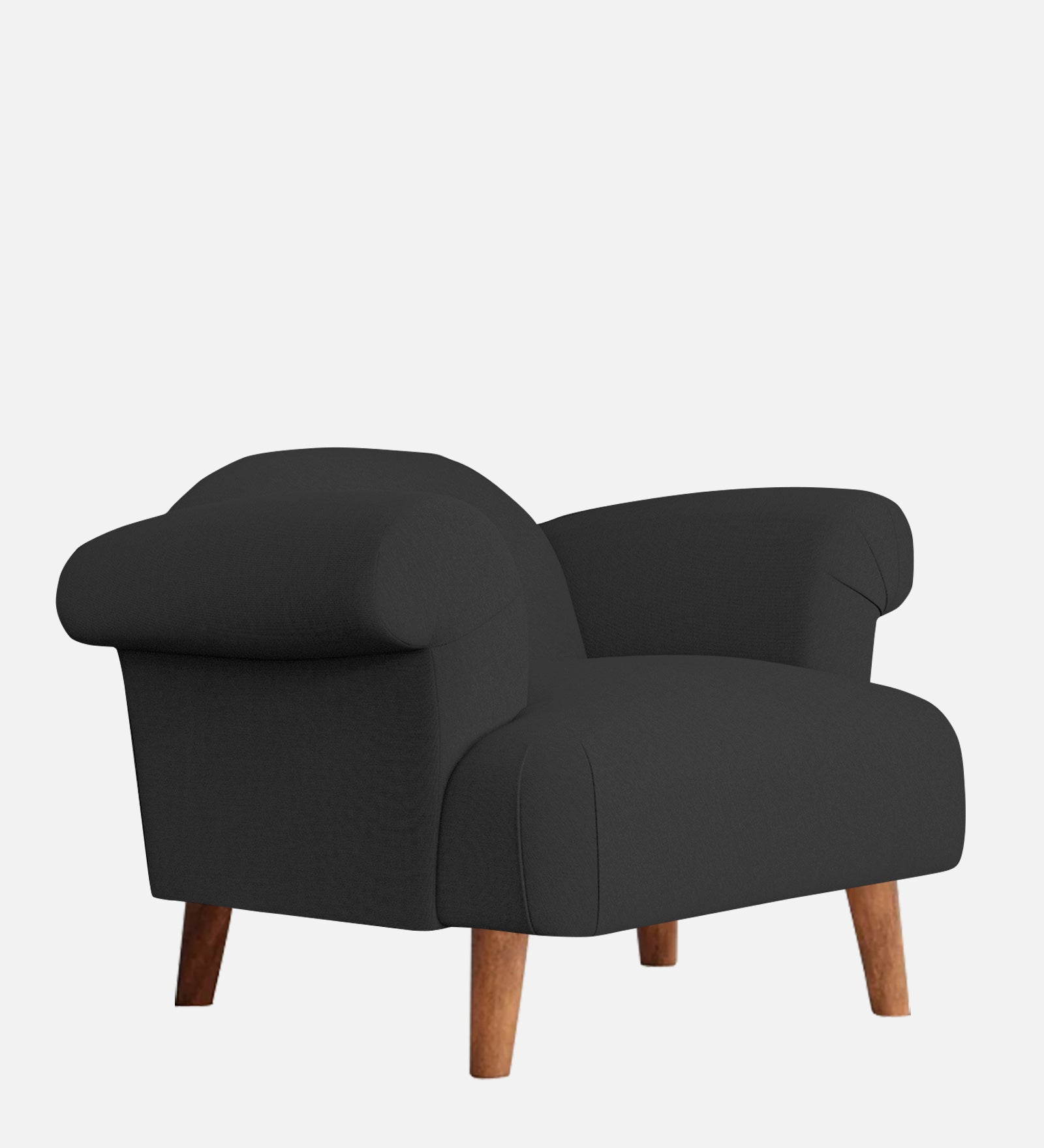 Barber Fabric 1 Seater Sofa in Bitter Black Colour