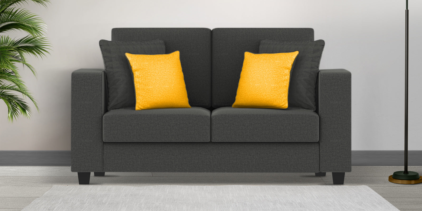 Nabi Fabric 2 Seater Sofa In Charcoal Grey Colour