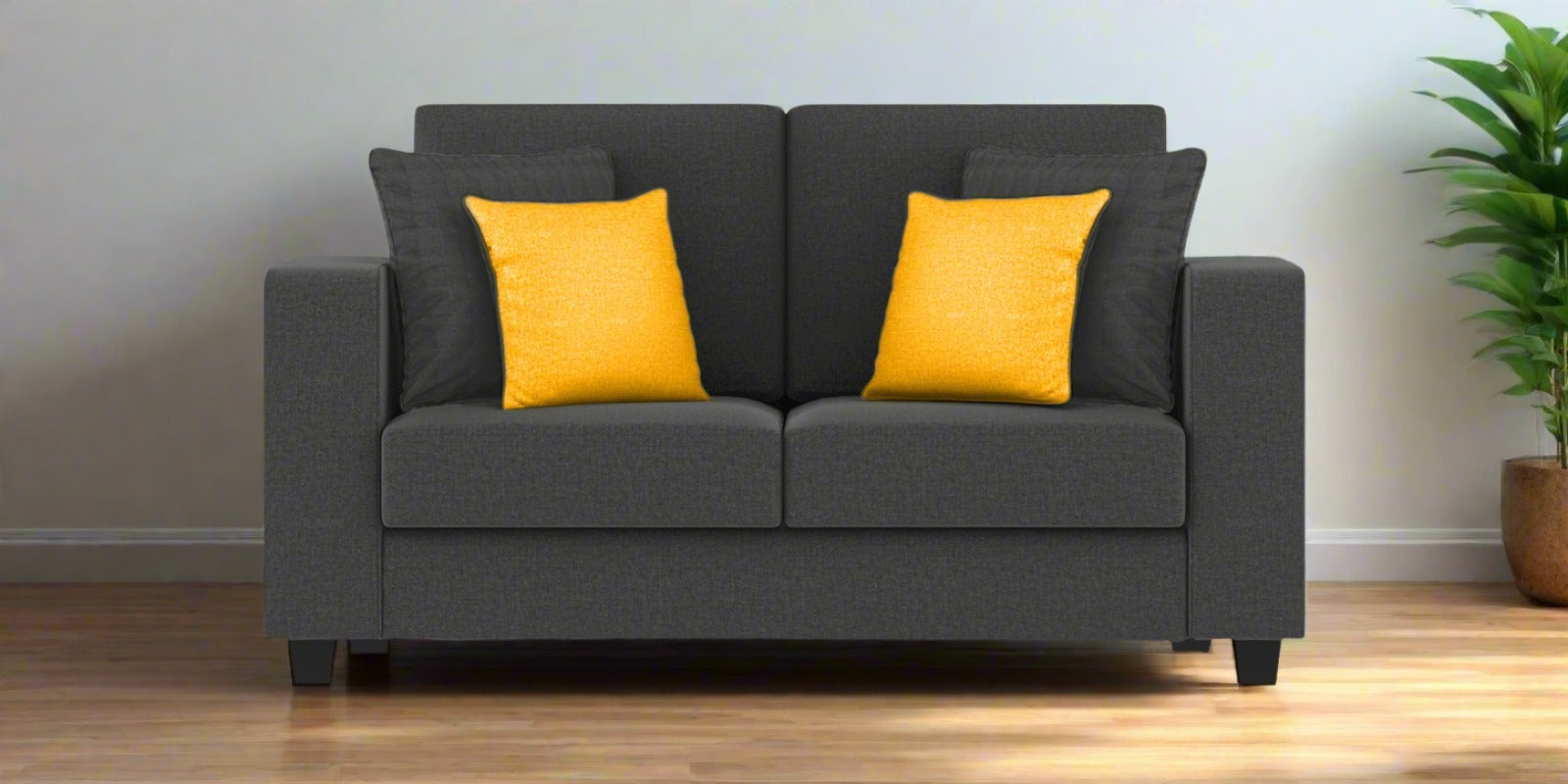 Nabi Fabric 2 Seater Sofa In Charcoal Grey Colour