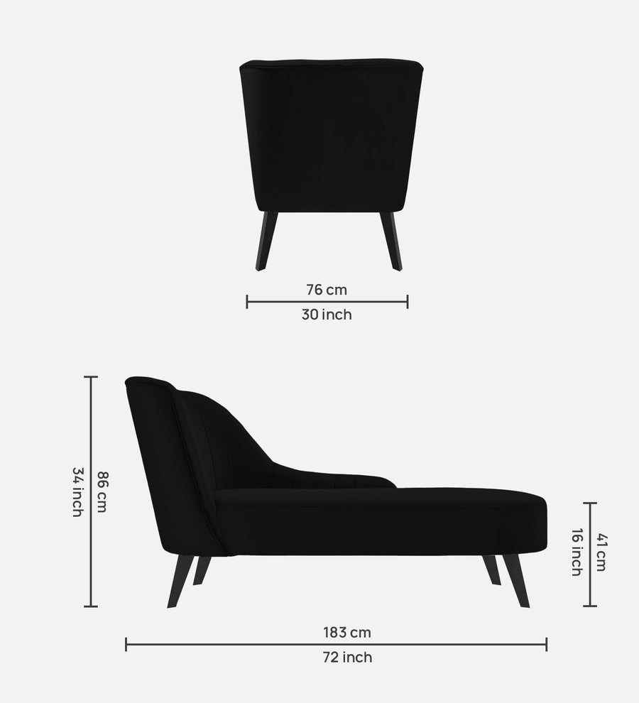 Flora Velvet Rhs Chaise Lounger In Adam Black Colour - Febonic Living