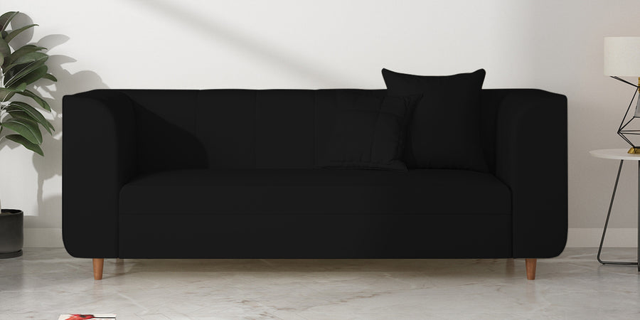 Sumo Velvet 3 Seater Sofa In Adam Black Colour - Febonic Living