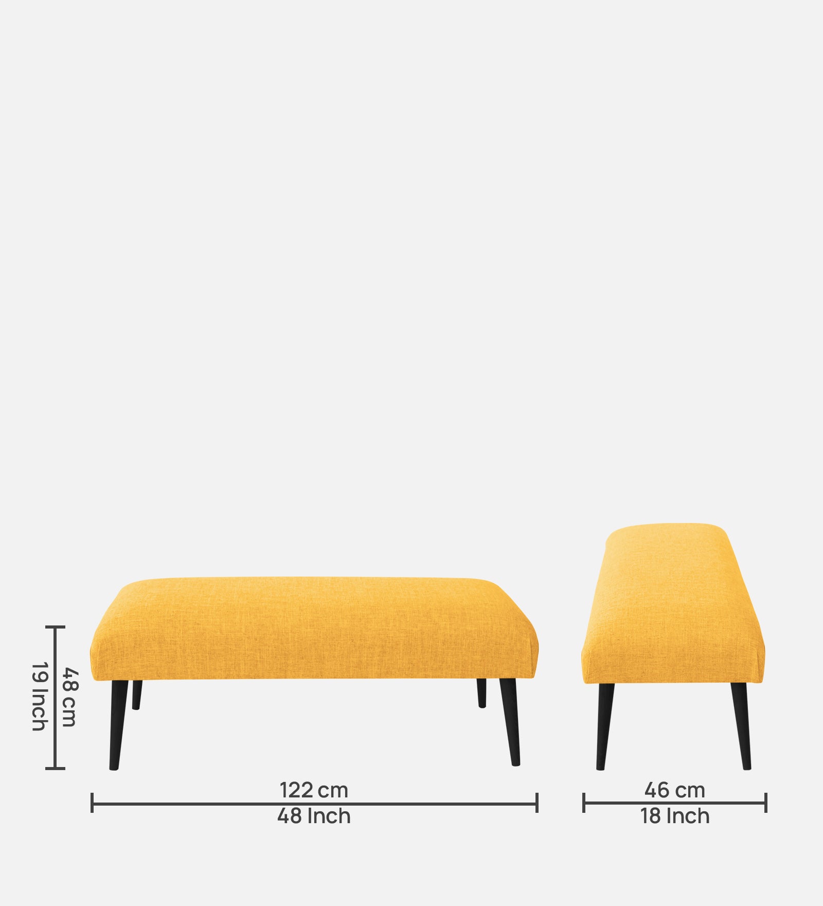 Adon Velvet Bench In Turmeric Yellow Colour