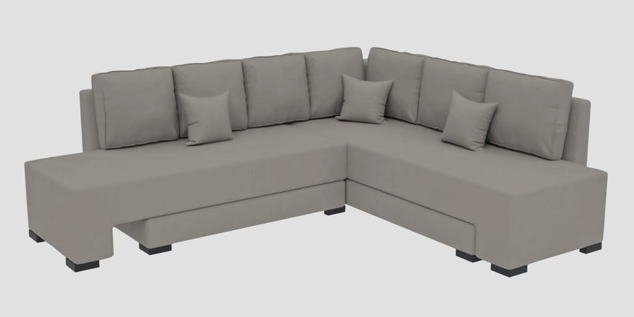 Corby Velvet Rhs 6 Seater Convertible Sofa Cum Bed In Echo Grey Colour - Febonic Living