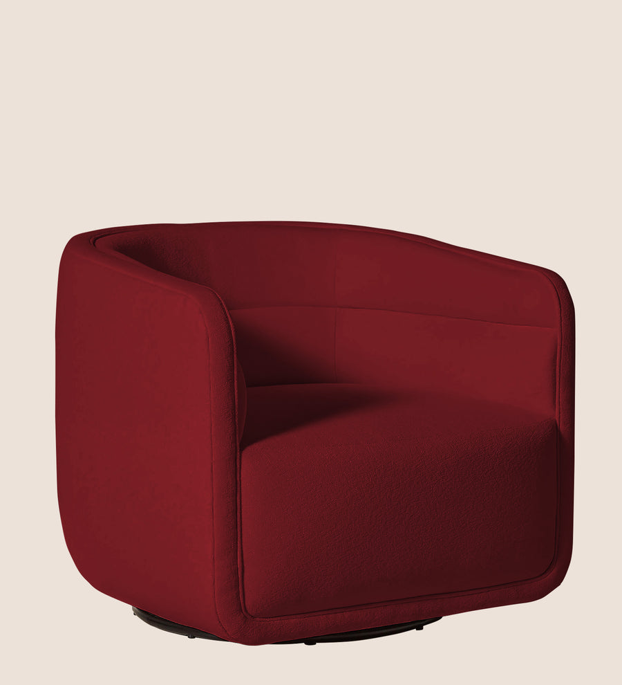 Ria Fabric Swivel Chair In Chilli Red Colour - Febonic Living