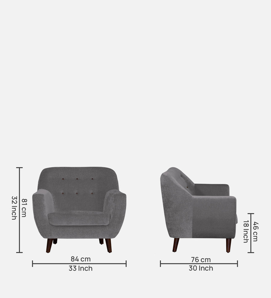 German Fabric 1 Seater Sofa In Sudo Grey Colour - Febonic Living