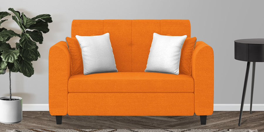 Denmark Fabric 2 Seater Sofa In Vivid Orange Colour - Febonic Living
