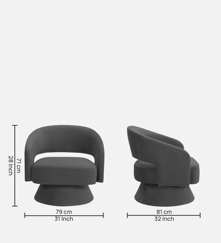 Pendra Velvet Swivel Chair In Davy Grey Colour - Febonic Living