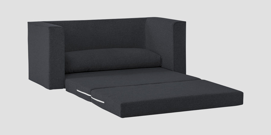 Kenia Fabric 3 Seater Foldable Sofa Cum Bed In Charcoal Grey Colour - Febonic Living