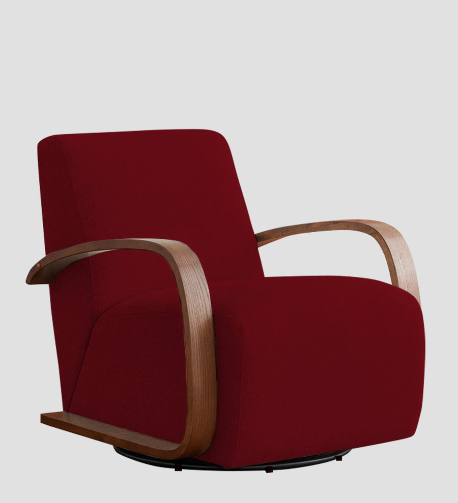 Balma Fabric Swivel Chair In Ruby Red Colour - Febonic Living