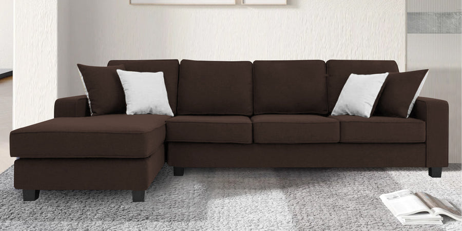 Ladybug Fabric Rhs Sectional Sofa 3 Lounger In Coffee Brown Colour - Febonic Living