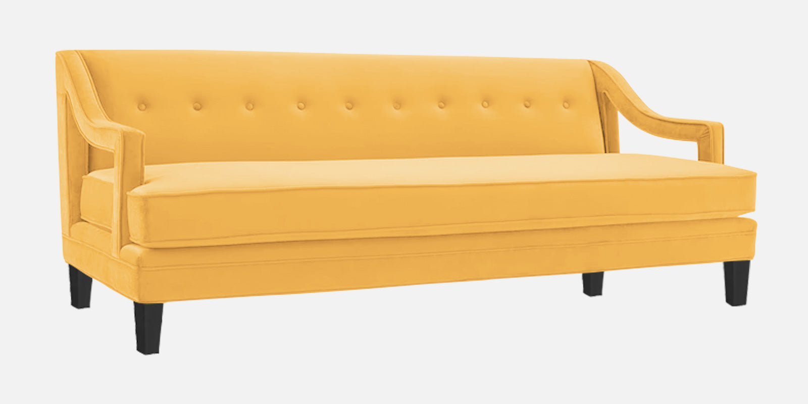 Daffy Velvet 3 Seater Sofa In Turmeric Yellow Colour