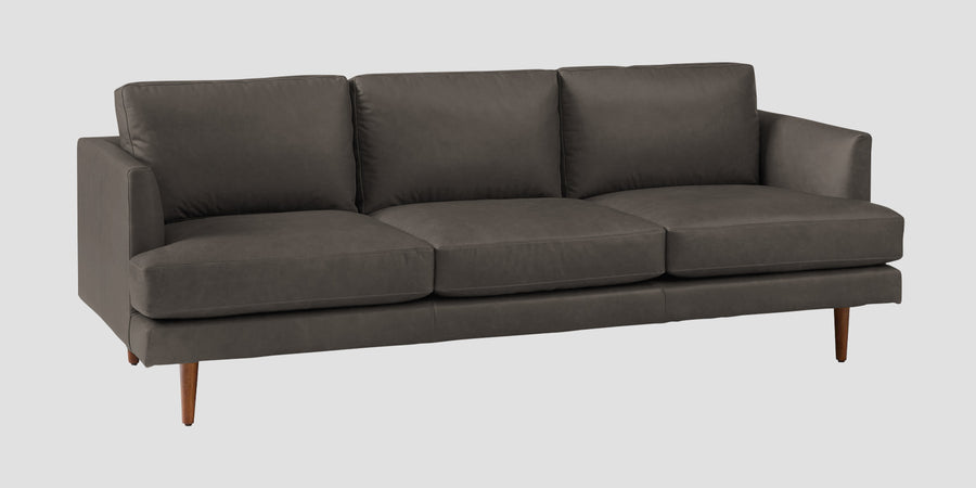 Sterio Leatherette 3 Seater Sofa In Shark Grey Colour - Febonic Living