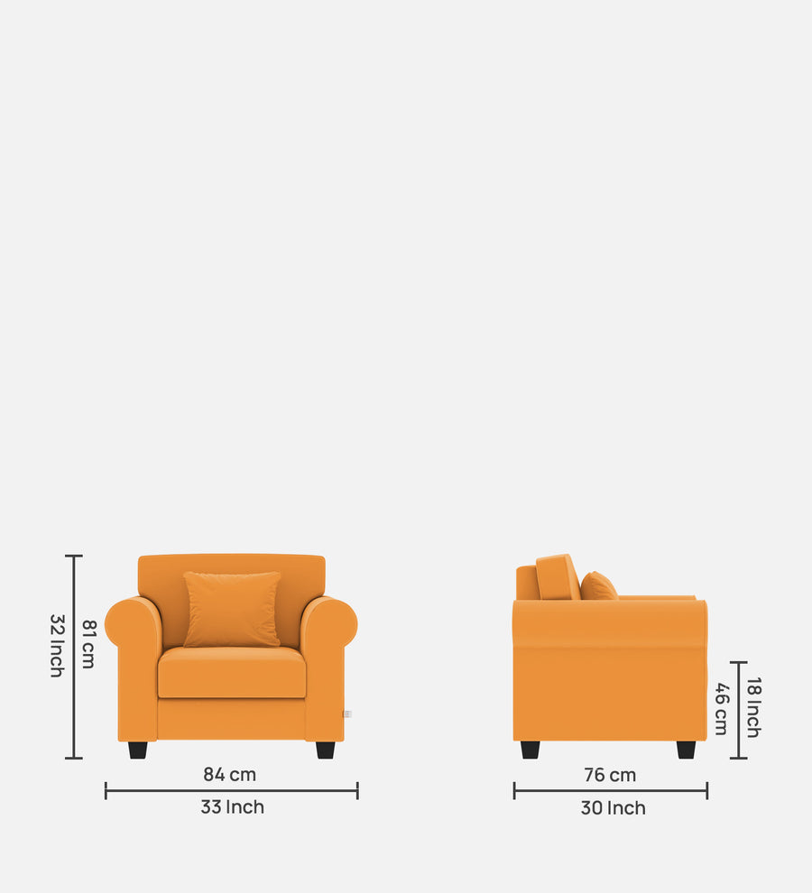 Numonk Velvet 1 Seater Sofa In Tangerine Orange Colour - Febonic Living