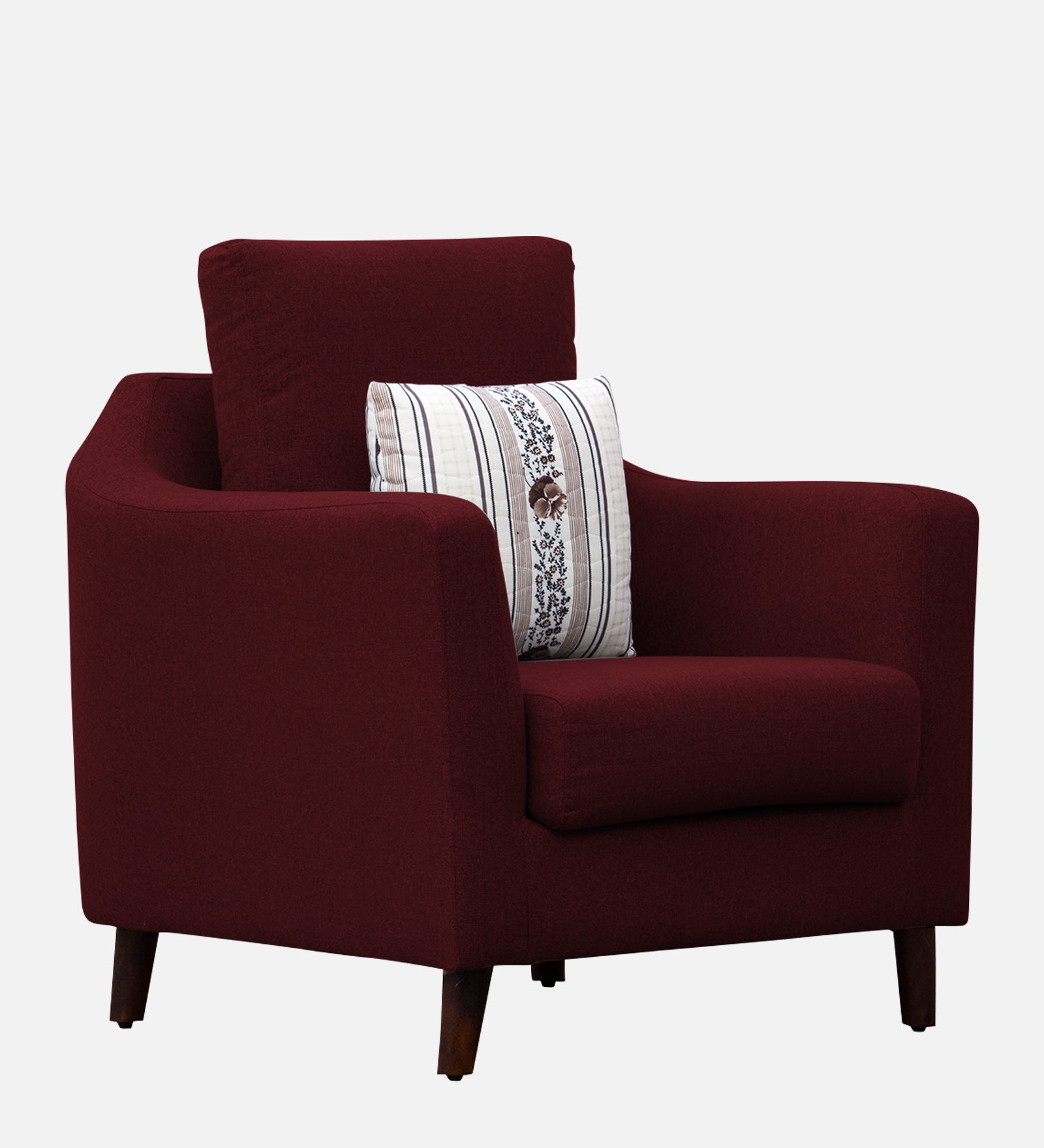 Kevin Fabric 1 Seater Sofa in Ruby Red Colour